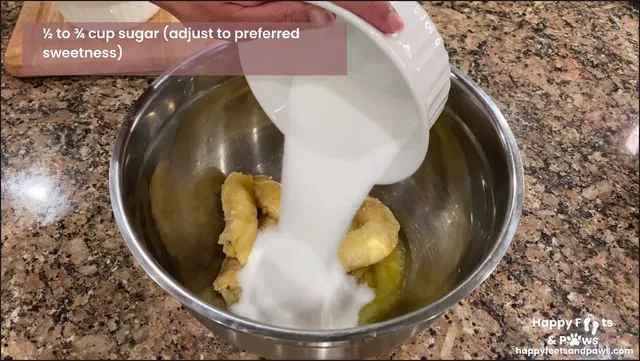 mixing ingredients for Banana Nut Bread recipe