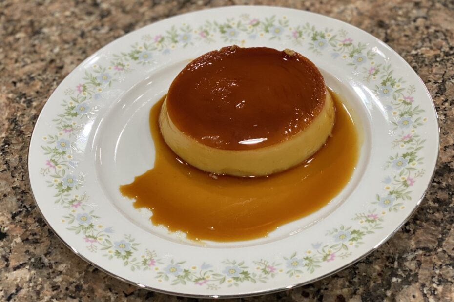 homemade leche flan on a plate