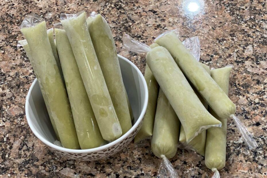 filipino avocado ice candy in wrapper with bowl