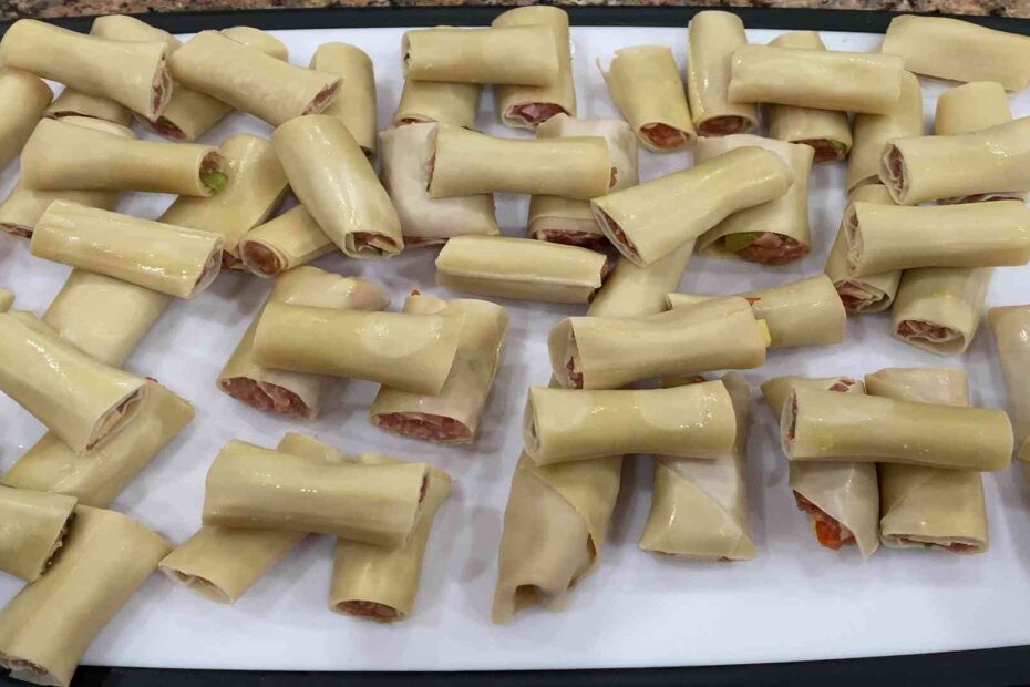 Home made Filipino lumpia before cooking