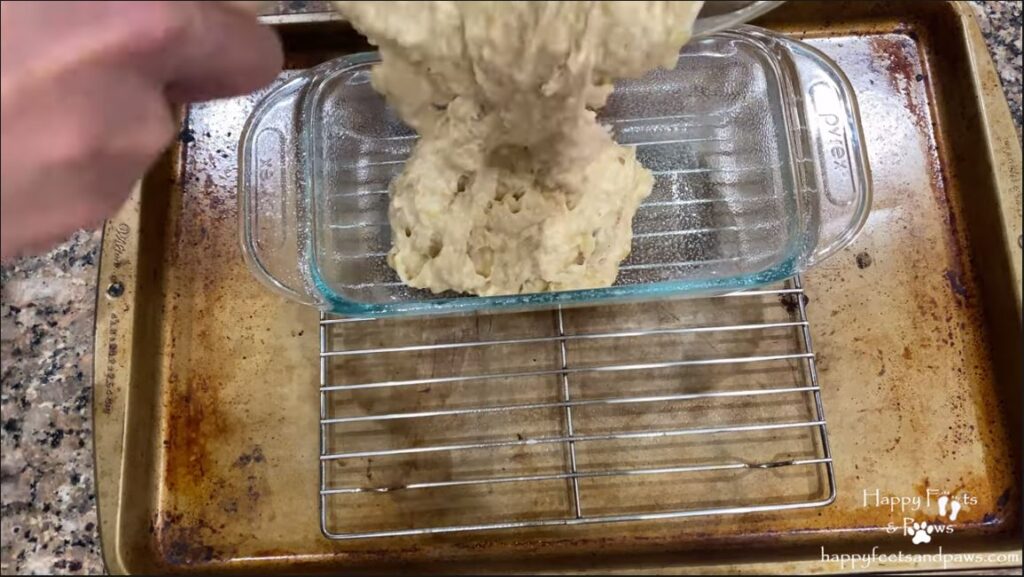 banana bread being poured into glassware