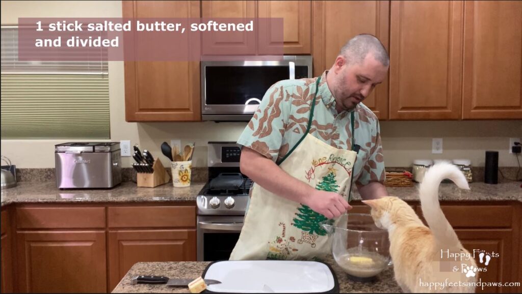 prepping ingredients for mashed potatoes