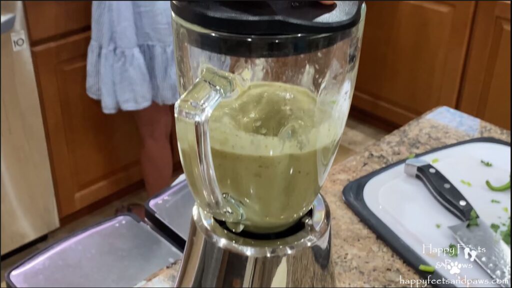 black bean salsa being processed in blender