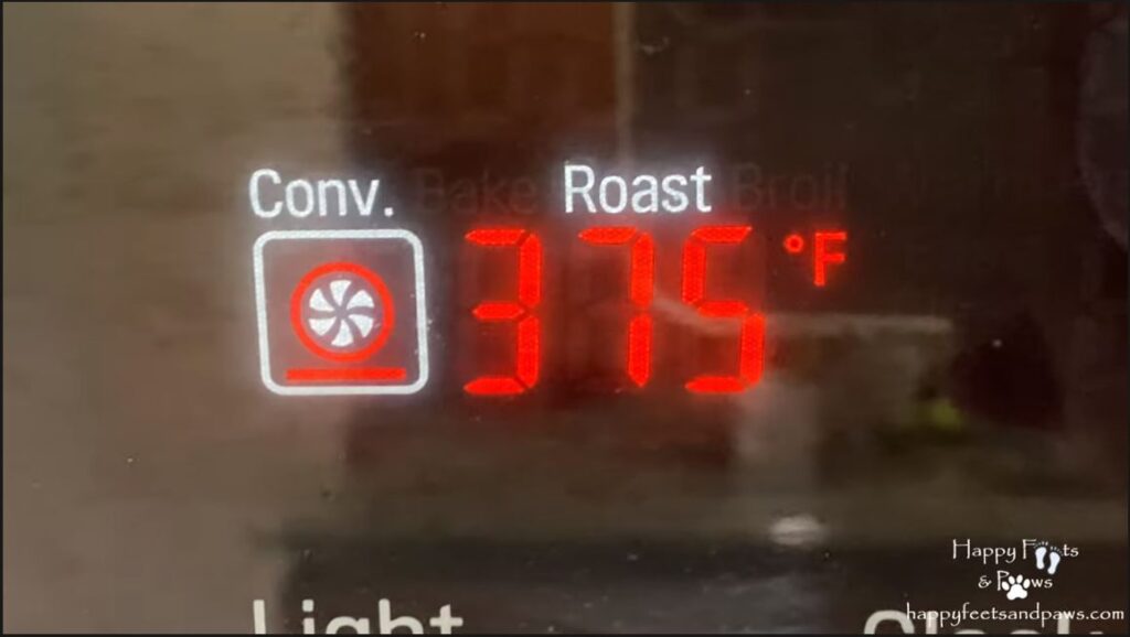 preheating oven to 375 on display