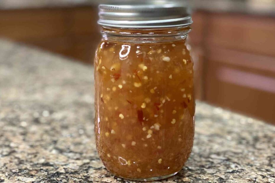Homemade Sweet Chili Sauce in a mason jar