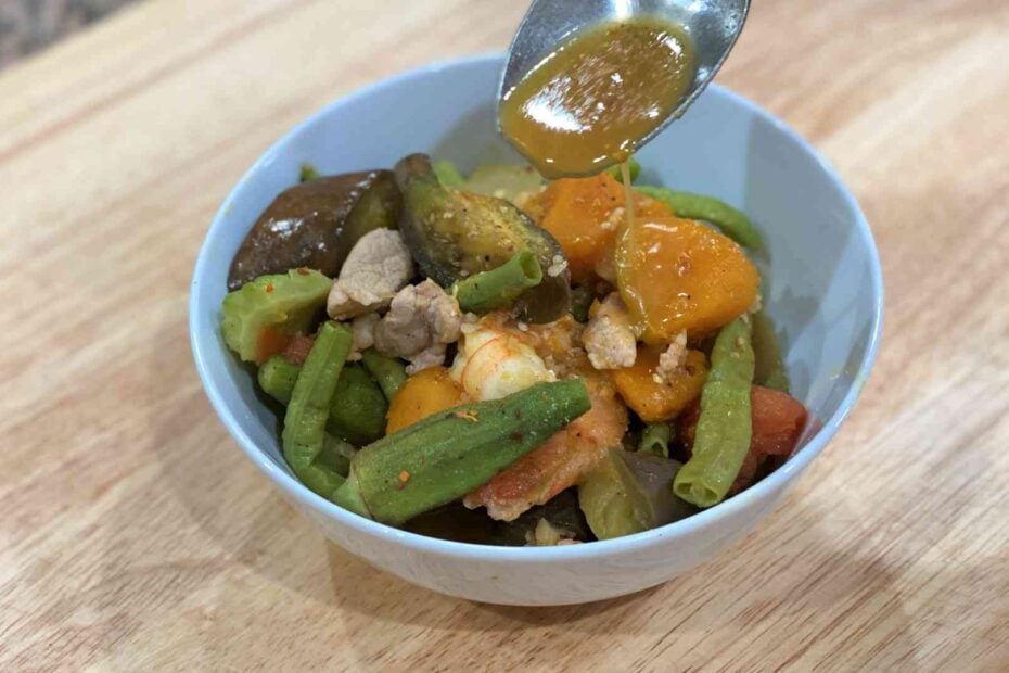 Filipino Vegetable Stew or Pinakbet in a bowl