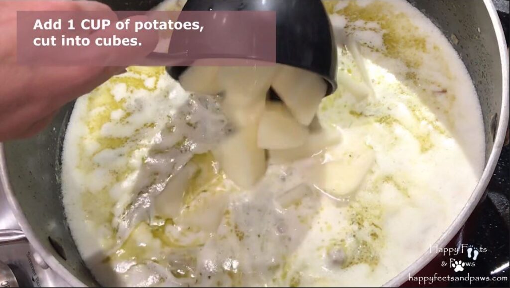 Adding vegetables to a pot for thai green curry recipe
