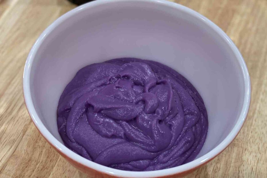 Purple Yam or Ube Pudding in a bowl